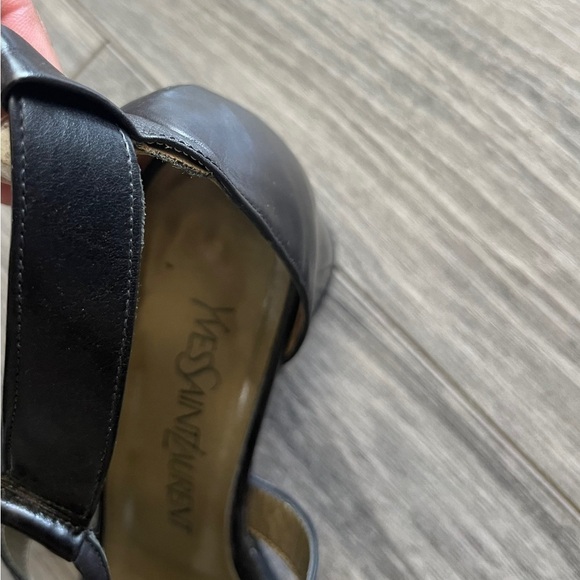 Yves Saint Laurent Italy YSL Black leather Strappy Sandals vintage block heel 7 - Picture 14 of 14